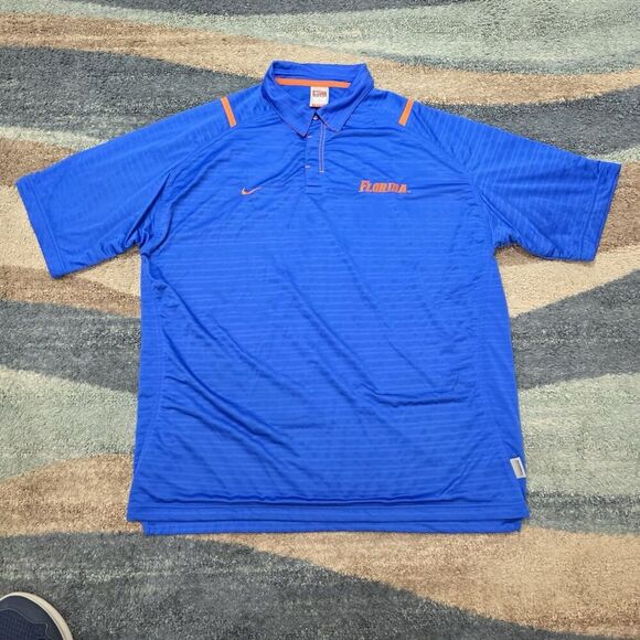 Nike Team Florida Gators Polo Shirt Men’s XL Dri-FIT Authentic Blue Orange - Picture 1 of 6
